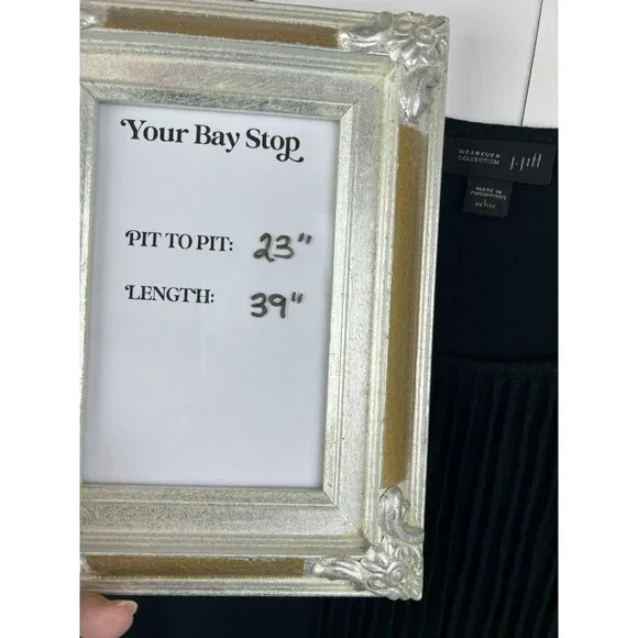 J Jill Wearever Collection Black Sleeveless Dress Large P Swing Pintuck Slit - Picture 6 of 6